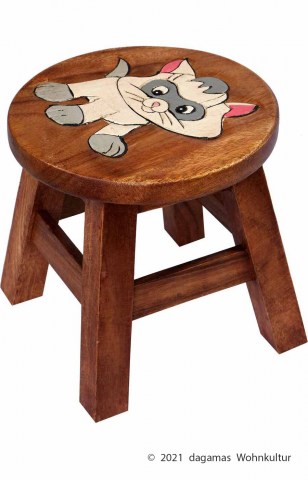 Massivholz Kinderhocker Katze