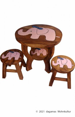 Kindertisch-Elefant-Mädchen-Set
